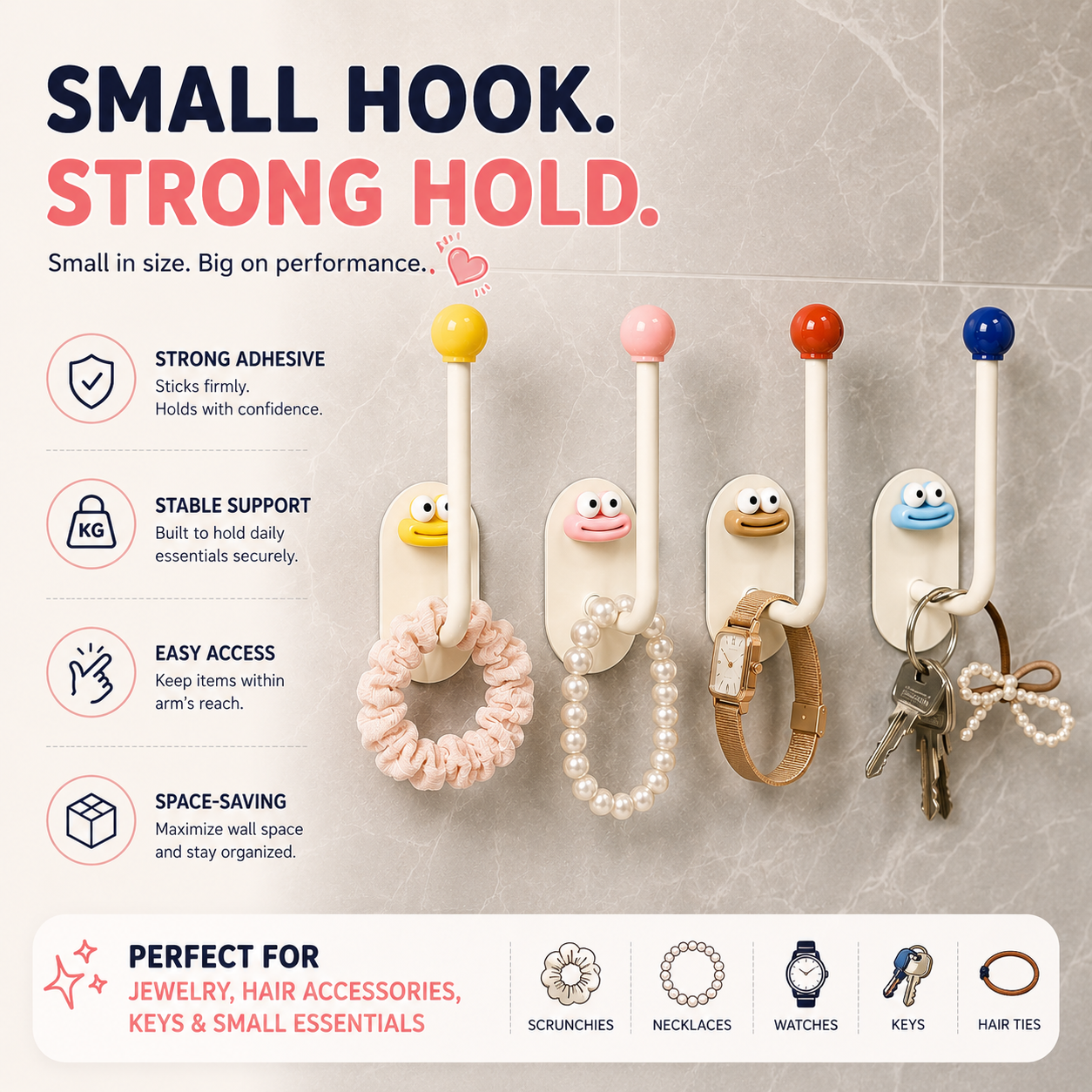 Cute Cartoon PP No Drill Strong Adhesive Wall Hook