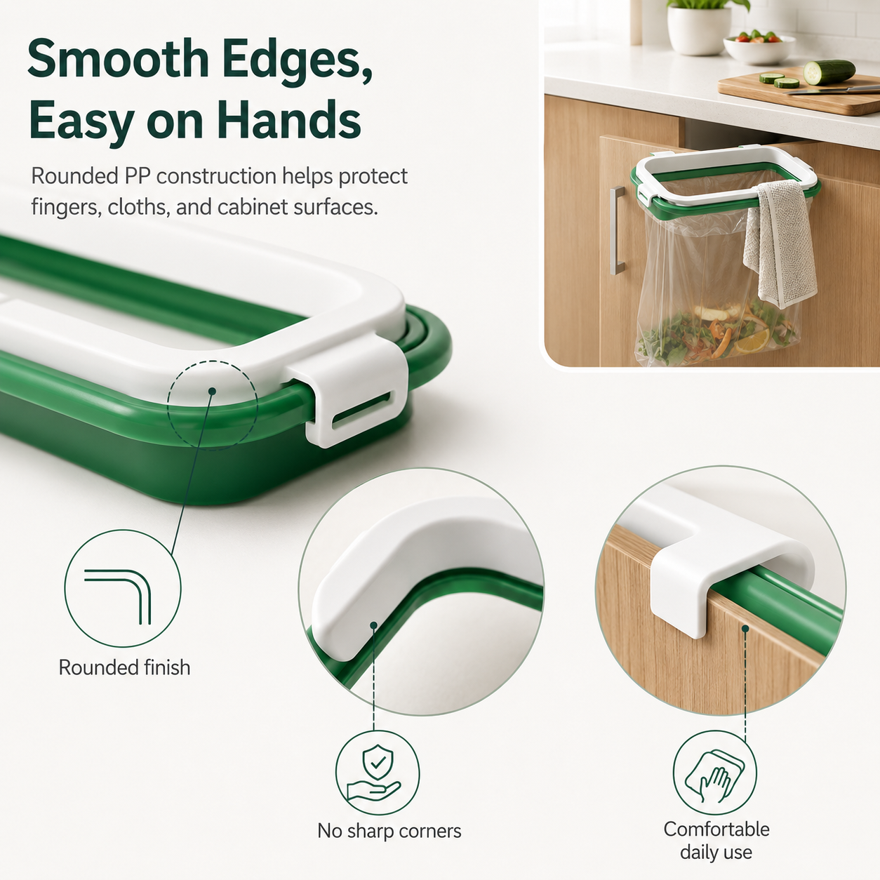 No Drill Door Back Trash Bag Holder for Kitchen Storage