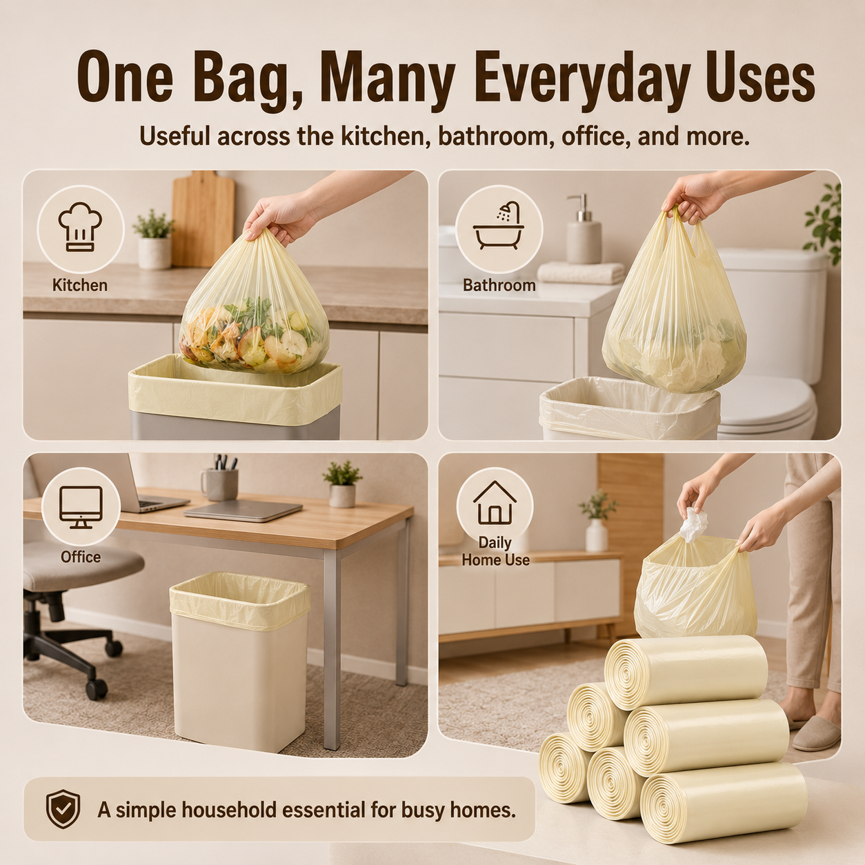 Thick Handheld Trash Bags Large Kitchen Cleaning Bags