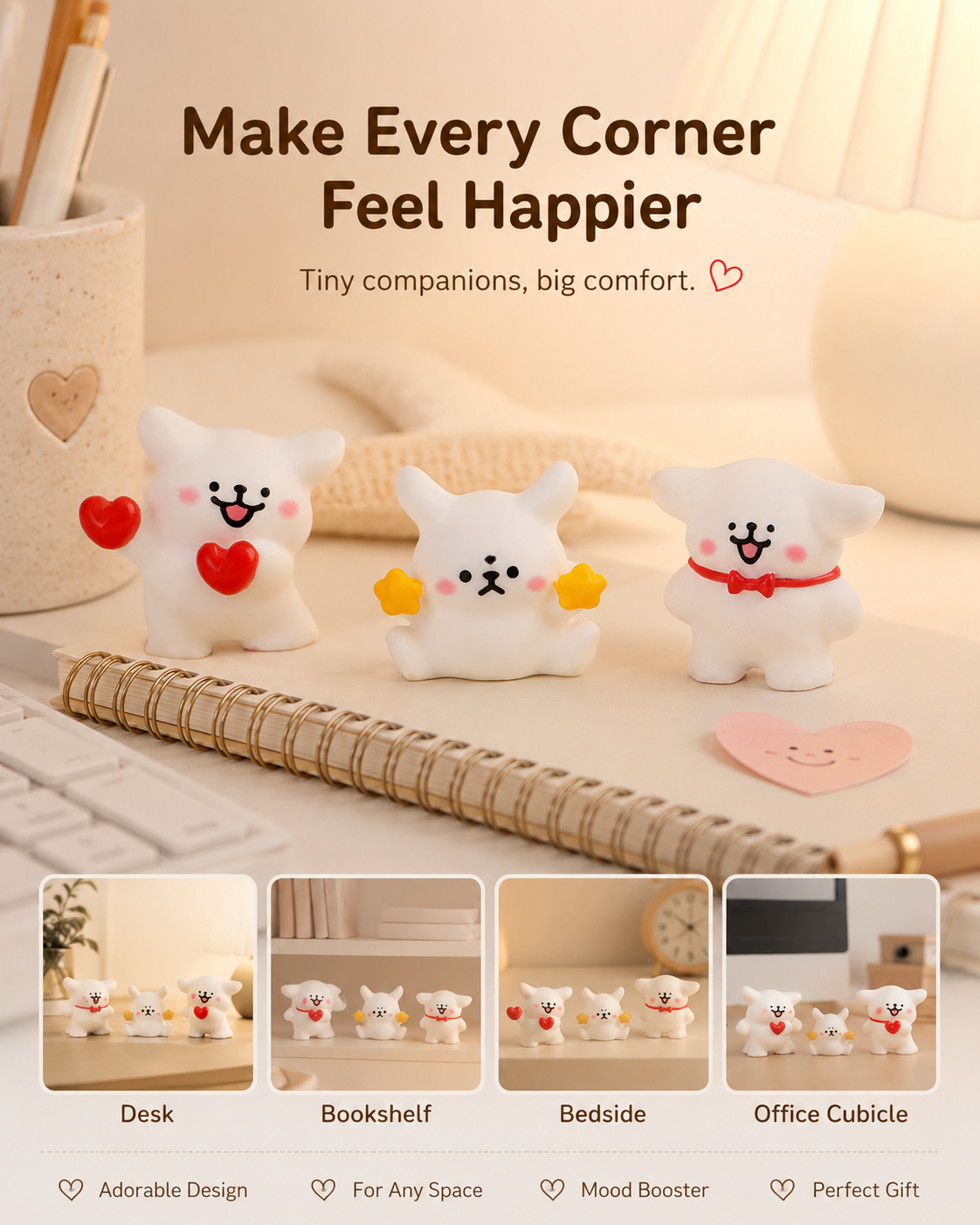Cute Little White Dog DIY Desktop Figurine Decoration