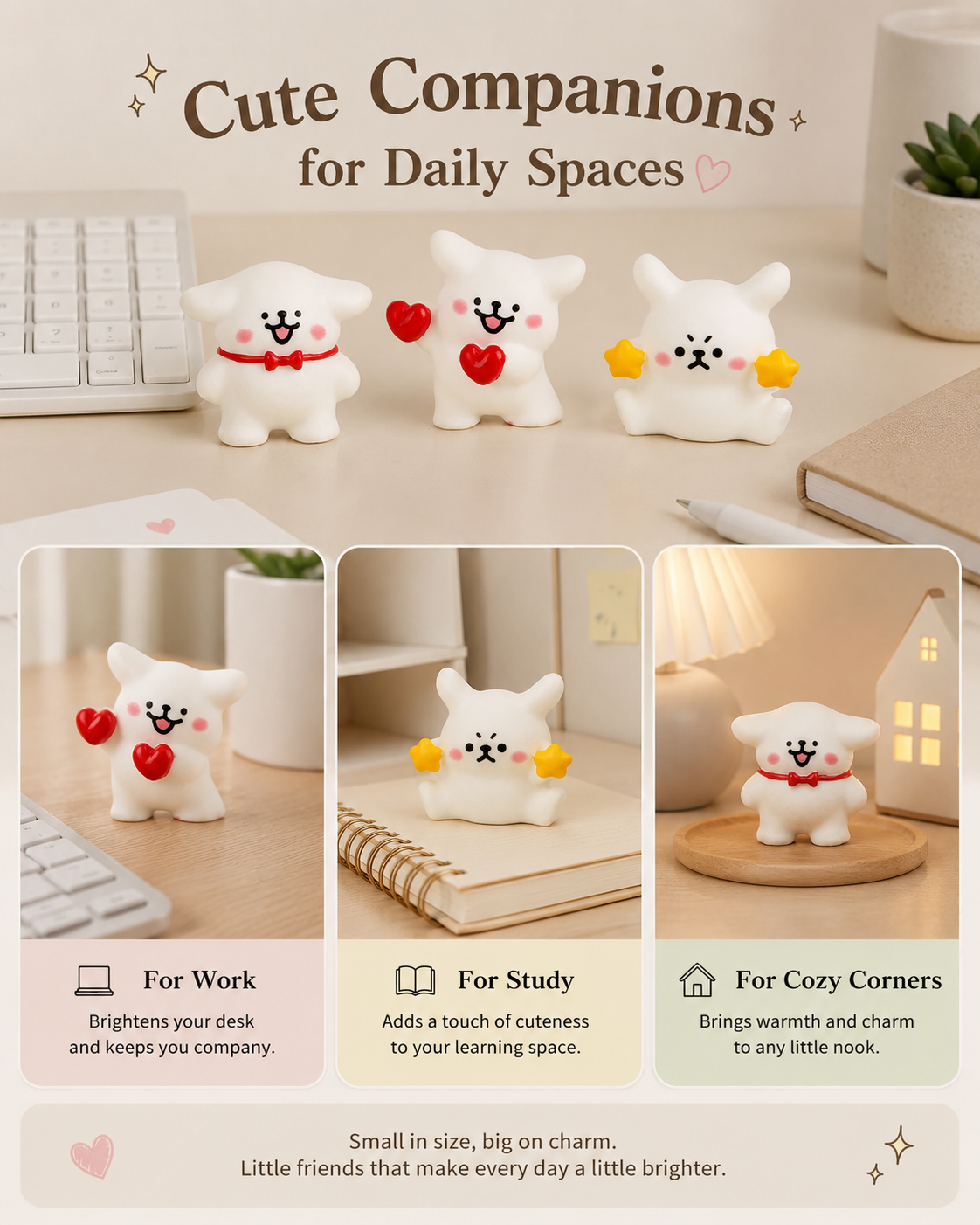 Cute Little White Dog DIY Desktop Figurine Decoration