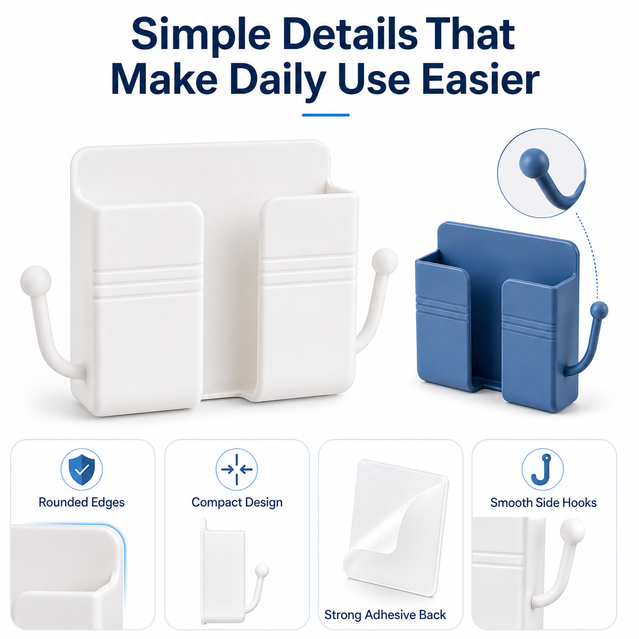 No-Drill Wall Mount Storage Box for Phone Charging