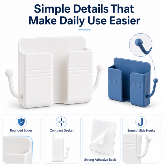 No-Drill Wall Mount Storage Box for Phone Charging