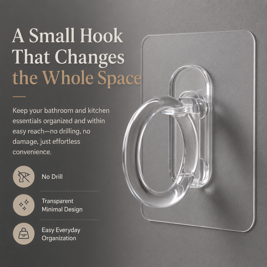 The Ring Hook Adhesive No Drill Wall Hanger for Bathroom & Kitchen
