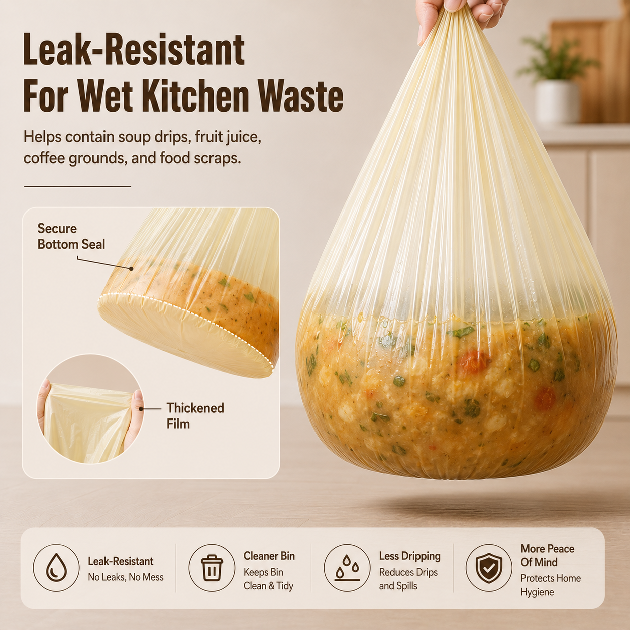 Thick Handheld Trash Bags Large Kitchen Cleaning Bags