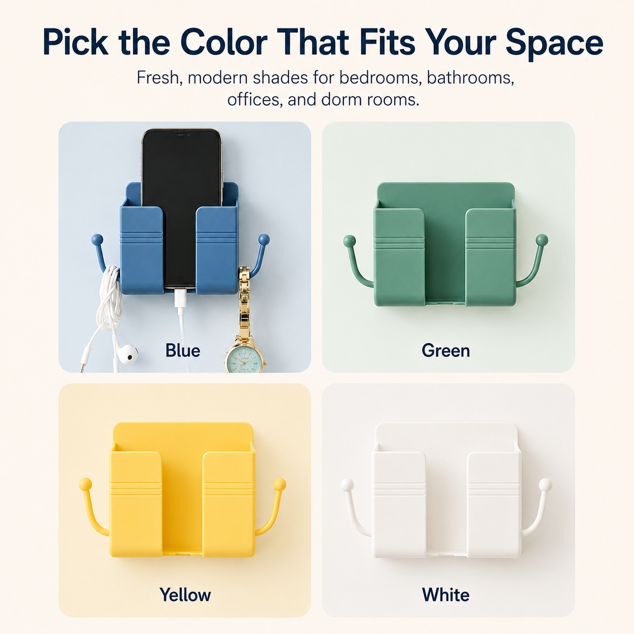 No-Drill Wall Mount Storage Box for Phone Charging