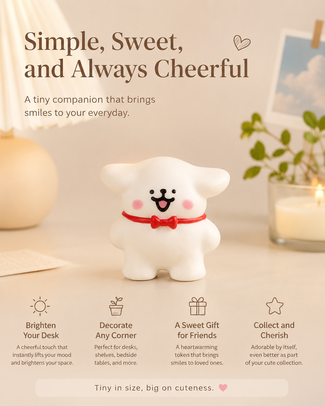 Cute Little White Dog DIY Desktop Figurine Decoration