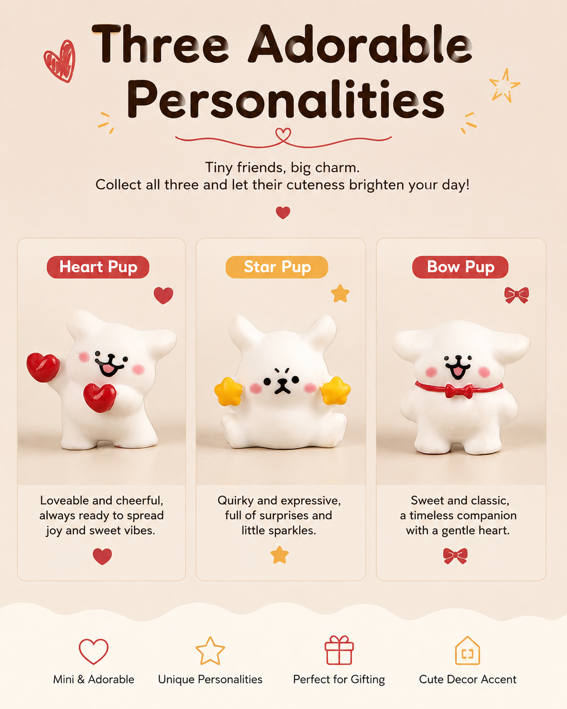 Cute Little White Dog DIY Desktop Figurine Decoration